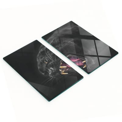 Glazen snijplanken met zwarte luipaardprint, 2x30x52 cm