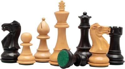 Klassieke Schaakstukken - Schaakset Staunton - Strategisch Spel - Verzwaard met Vilt - 8.89 cm Koning - Zwart Ebonised