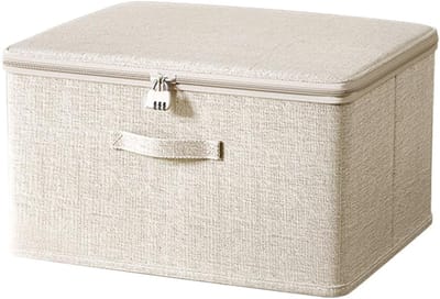 Famanu – Afsluitbare opbergdoos met deksel, 38 x 25,5 x 16 cm, voor kleding, jeans en meer