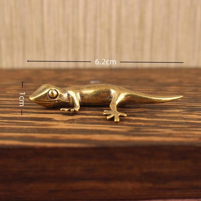 Figurine Lézard Gecko en Laiton - Mini Statues de Reptiles Pour Décoration de Bureau Objets de Collection brown