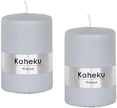 Set van 2 Stearin Kaars Grijs Zilver - Decoratieve Tafellampen voor Bruiloft, Kerst, Verjaardag en Feest