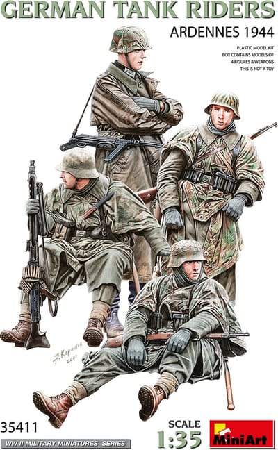 MiniArt Modelbouwpakket Militaire voertuigen - 35411 German Tank Riders - Ardennes 1944 Plastic - 1:35 - Modelbouw