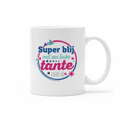 Super Blij Met Een Leuke Tante Mok – Schattige Tekst Cadeau voor Tante – 330 ml Keramische Koffiemok