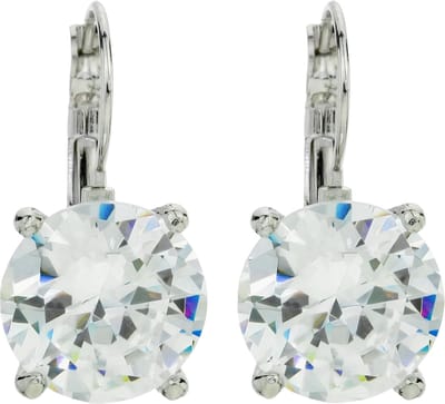 Behave - Oorbellen - Zirconia - Oorhanger 14 mm - Zilverkleur - Transparant