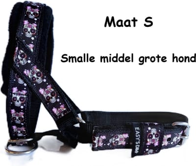 Hoofdhalster hond - Anti trek - Zwart - Gevoerd - Maat S - Skull - Antitrek hoofdhalster hond - Hoofdhalster hond - Antitrek hond - Trainingshalsband