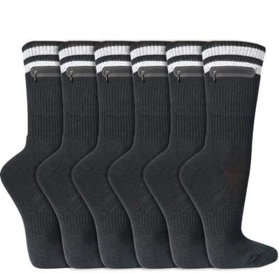 Zwarte sokken | Geheim vakje | Coolmax | Maat: 36-41/ 41-46 | Aantal: 6 paar