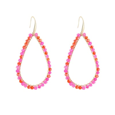 Druppel Oorbellen met Kralen - Fuchsia Mix - Kleurrijke oorbellen - Nikkelvrij - Stainless Steel - Verkleurt niet