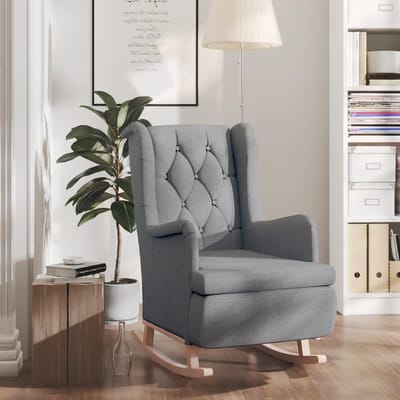 Schommelstoel Stoffen Bekleding - Comfortabele Fauteuil - Ontspannen Zitten - Massieve Rubberen Poten - 65 x 91 x 100 cm