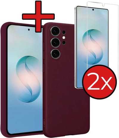 Hoesje - Met 2x Screenprotector - Geschikt voor Samsung Galaxy S26 Ultra - Sterk & Shockproof - Telefoon Hoes - Back Cover - Siliconen Case - Telefoonhoes - Aubergine