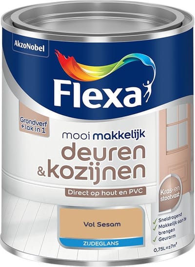 Flexa - Mooi Makkelijk Deuren & Kozijnen Zijdeglans - Vol Sesam - Mengverf - 750 Ml
