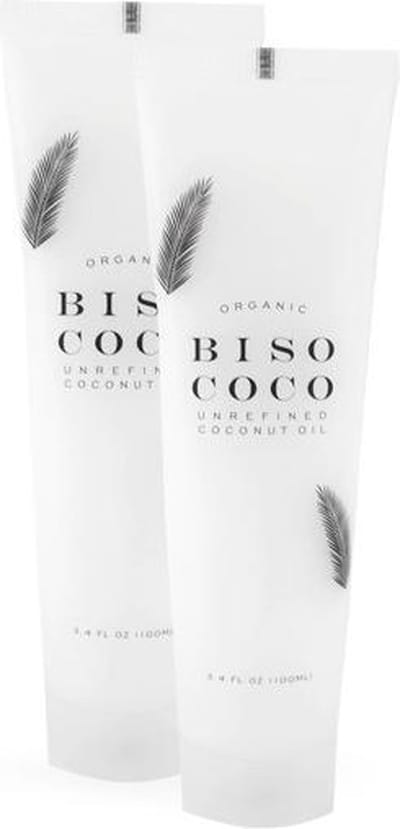 Bisococo 100% Biologische Kokosolie in Tube Duopack - 2 x 100 ml - Herstellende en Hydraterende Huidverzorging - Voor Huid en Haar