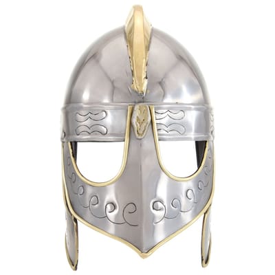 Beowulf Helm Antieke Replica voor LARP Zilver Staal white