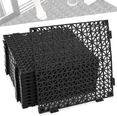 Drainagematten Set - Modulaire Tegels - Veilige Vloeren - Waterdoorlatend Ontwerp - 30x30 cm - Zwart