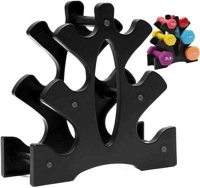 Dumbbell Rack voor Thuisgym - 3-laags Standaard met Ruimte voor 6 Dumbbells tot 8kg - Ideaal voor Krachttraining en Fitness
