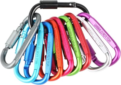 Allecta- Karabijnhaken - Karabijn - Sleutelhanger - 10-pack Mini-Aluminium Karabijnhaken met schroefsluiting en veerclip - ideaal voor kamperen - outdoor activiteiten - multifunctioneel gebruik - Meerkleurig.