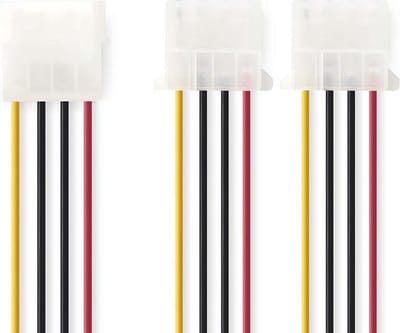 Nedis Interne Voedingskabel - Molex Male - 2x Molex Female - Verguld - 0.20 m - Rond - PVC - Multicolour - Polybag