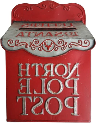 Post Box Wall Hanging Santa Letter Box - Outdoor Christmas Decorations - Indoor Wall Mounted Mail Boxes - Wall Decor