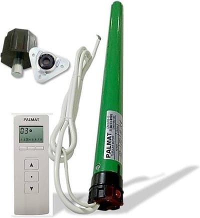 PALMAT Draadloze Rolluikmotor met 8 kanaals afstandsbediening en kunststof lagerplug (35 mm Buismotor, adapters 40 mm, 10 Nm)