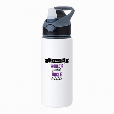 Hacebo® - World's greatest uncle waterfles met rietje zwart - Oom - een oom - verjaardagscadeau - cadeau voor oom - kado - water fles - 650ML