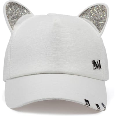 Unisex Leuke Kattenoren M Label Baseballpetten Lente Herfst Buiten Verstelbaar Casual Hoeden Zonbescherming Hoed white