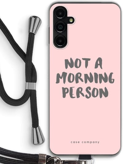 Case Company® - Hoesje met koord geschikt voor Samsung Galaxy A14 hoesje met Koord - Morning person - Telefoonhoesje met Zwart Koord - Bescherming aan alle Kanten en Over de Schermrand