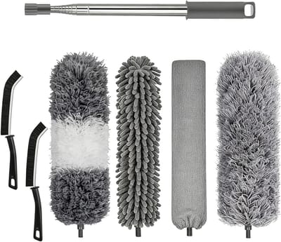 Microvezel Plumeau - Uitschuifbare Stoffer - Hoge Oppervlakken Reinigen - Buigbare Kop - Tot 250 cm - Zwart
