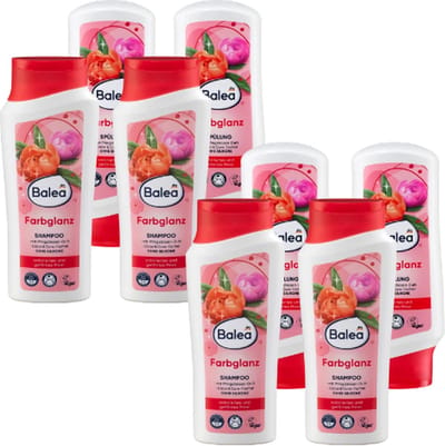 Balea 4x Shampoo en 4x Conditioner Kleurglans - 8x 300 ml VOORDEELVERPAKKING - Gekleurd haar Haarshampoo + Conditioner | Siliconenvrij - Veganistisch - Aloë Vera