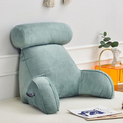 Leeskussen met steun - Bedkussen Rugsteun - Ontspannen Lezen TV - Verstelbare Rugondersteuning - 75x40x40cm - Aqua