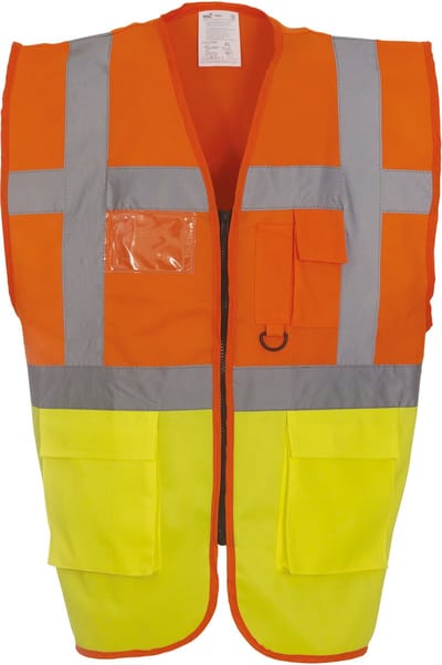 Yoko Signalisatie multifunctioneel executive vest YHVW801 - Hi Vis Orange / Hi Vis Yellow - S