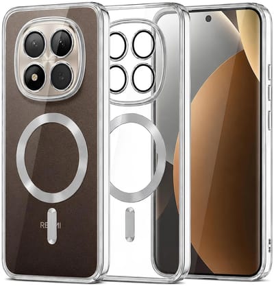 Hoesje geschikt voor Xiaomi Redmi Note 15 Pro Plus / Xiaomi Poco M8 Pro - Techsuit Luxury Crystal Back Cover - Geschikt voor MagSafe - Transparant/Zilver