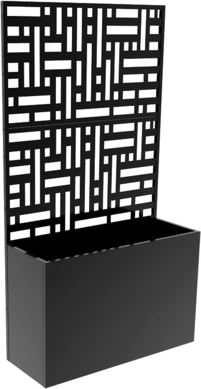 Tuinscherm Bernalda met plantenbak op wielen 146x83x31 cm zwart casa.pro