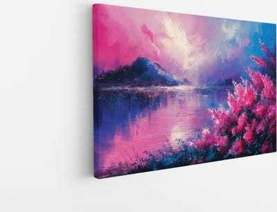 Saammp Canvas Schilderij - Roze Landschap - Natuur - 45x30 - Foto op canvas - Wanddecoratie - Muurdecoratie Woonkamer - Slaapkamer decoratie - Canvas Print
