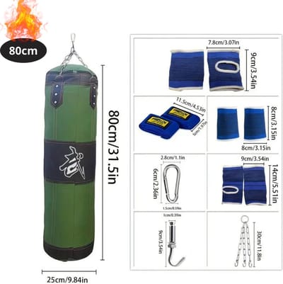 Nivard Bokszak - Bokspaal - Bokszak Ophangsysteem - Volwassenen - Kickboks Zak - Stootzak - Punching Bag - Boxzak - Sport - (Niet Gevuld) - 80cm - Groen