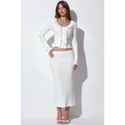 Geribbelde Elastische Midi Rok
