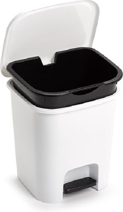 Plasticforte vuilvisbak Pedaalemmer - wit - 7,5 liter - 24 x 22 x 25 cm - kunststof - afvalbak - keuken - kantoor - badkamer- toilet