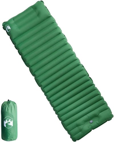 Campingmatras met kussen - Slaapmat opblaasbaar - Outdoor slapen - Zelfopblazend met voetpomp - 190 x 68 cm - Groen