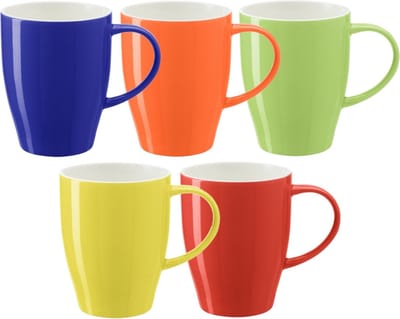 Bellatio Design Koffie mokken/bekers Paris - 6x - porselein - multi kleuren - 350 - stijlvolle vorm