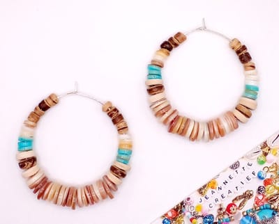 Jeannette-Creatief® - Beach - Kokos/Schelp - Oorringen - Oorhangers - Oorbellen - Oorbellen Kokos - Oorbellen Schelp - Kralen - Blauwe Oorbellen - Beige Oorbellen - Hoops - Statement Oorbellen