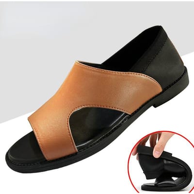 Heren Sandalen Zomer Casual Zachte Zool Antislip Slijtvast Anti-geur Strand Schoenen Leer Zomer Rijden Koelende Schoenen 44 bruin