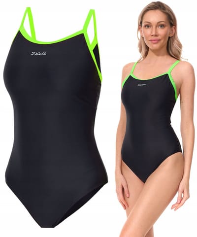 ZAGANO - Badpak dames - Sneldrogende - Sport zwempak - Strandpak damen - Maat 36 - zwarte / groene
