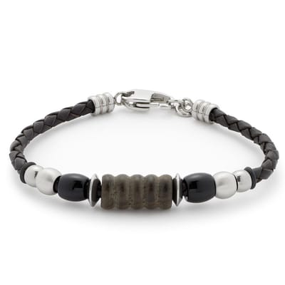 Jewels by Leonardo Heren Armband Amico - RVS - Leer - Hout - Glas