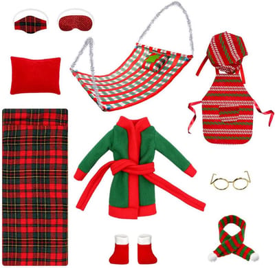 10-delige Kerstoutfits en Accessoires voor Kleine Poppen Set