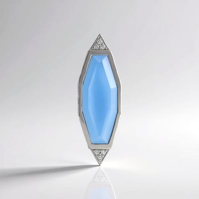 Cavill - Zilveren Hanger 925 Sterling Zilver Platina - Blauwe Onyx 8,18 ct Fancy - 6 Cambodjaanse Zirkonen 0,126 ct - Elegant