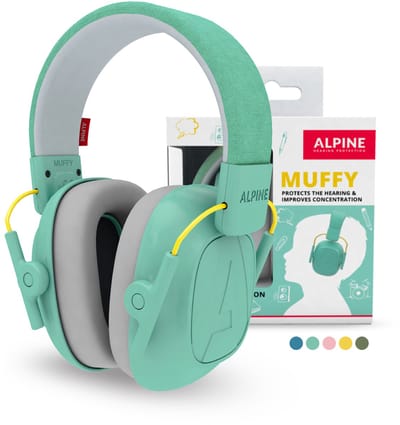 Alpine Muffy Kids Gehoorbescherming Kinderen 25 dB (5–16 Jaar) - Verstelbare Oorkappen voor Focus, School & Evenementen - Comfortabele & Opvouwbare Oorbeschermers - Mint