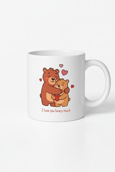 Schattige Beren Knuffel Mok - 'I Love You Beary Much' - Liefdes Mok Cadeau