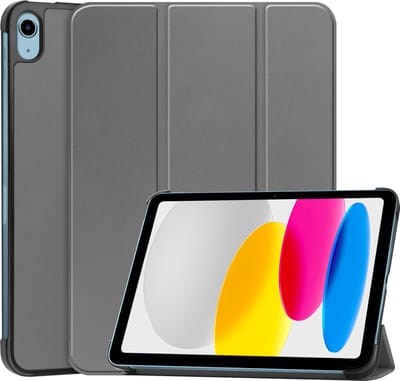 Hoes - Geschikt voor Apple iPad A16/A18 (2022/2025/2026) - 10.9 & 11 inch (10e, 11e & 12e generatie) - Dun & Stevig - Trifold Bookcase - Hard Cover - Hardcover Book Case - Tablet Hoesje - Grijs
