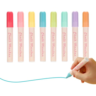 Vloeibare krijtstift Marker 8 felle kleuren 6 mm Omkeerbare punt Rond en beitel Uitwisbaar Op waterbasis veelkleurig