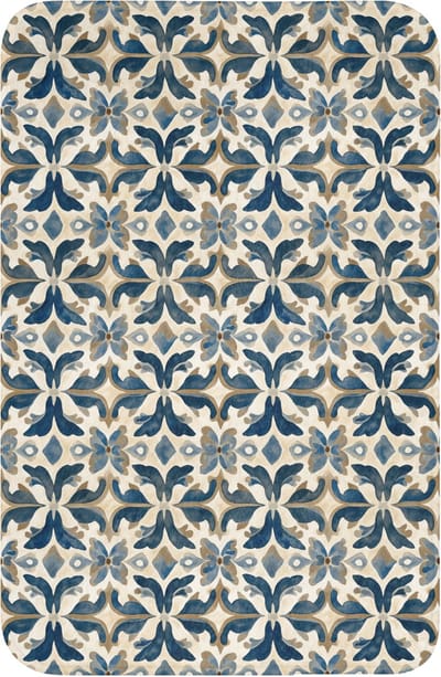 WC mat 40x60 cm - Antislip - Tegel - Patroon - Blauw - Beige - Toiletmat - Vloermat - Douchemat - Toilet tapijt - Toiletmatten