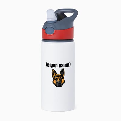 Hacebo® - hondenkop met eigen naam waterfles met rietje rood - Honden - honden liefhebbers - iemand die houdt van honden - verjaardag - cadeau - kado - water fles - 650ML