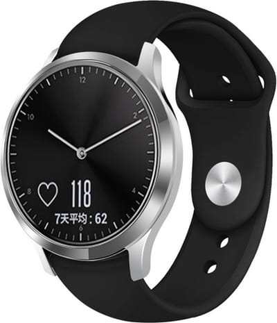 By Qubix - Geschikt voor Garmin bandje - 18mm - Geschikt voor Garmin Venu 3s / Vivoactive 4s / Venu 2s / Vivomove 3s / Forerunner 255s / 265s - Sportbandje - Maat: Large - Zwart